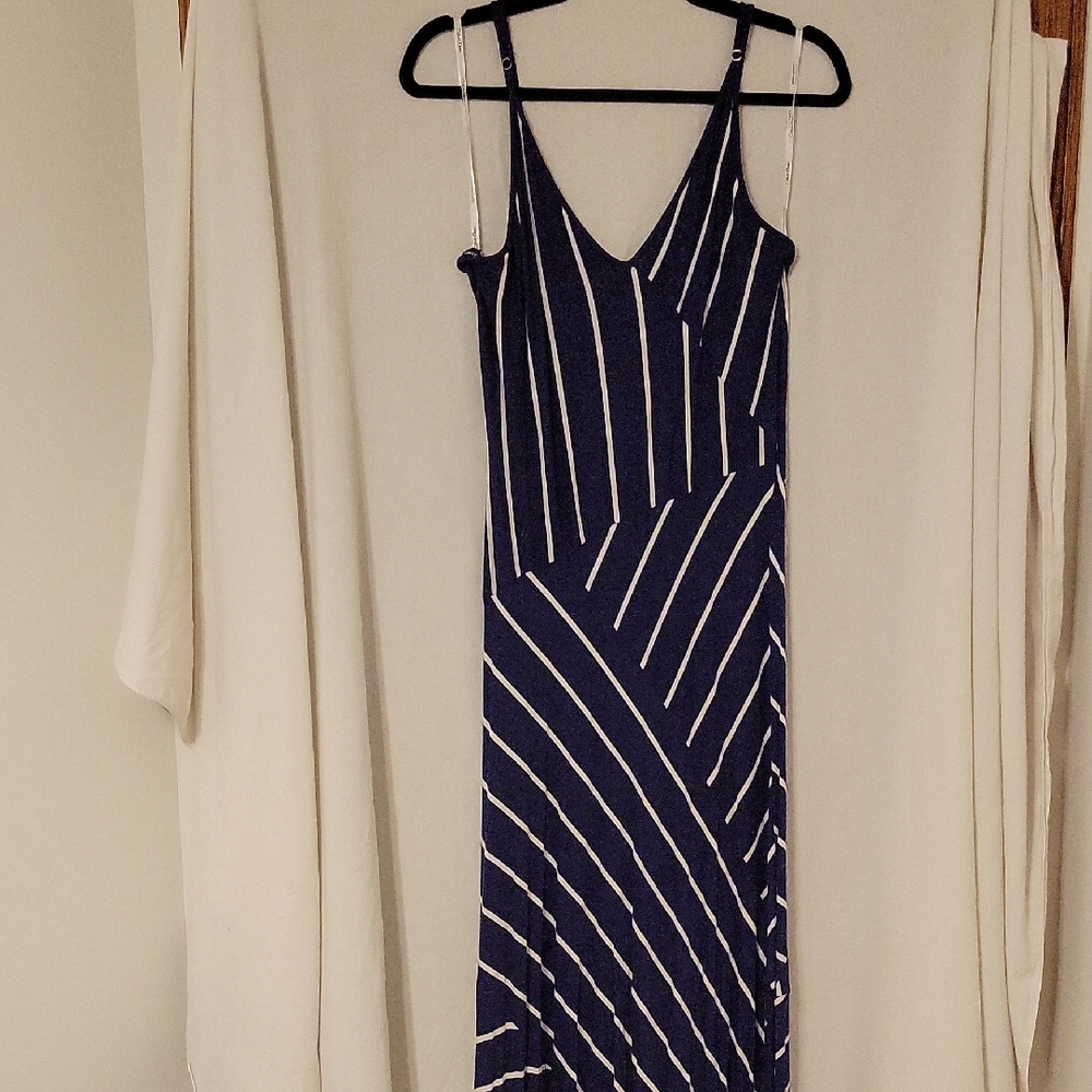 Calvin Klein Navy and Cream Maxi Dress